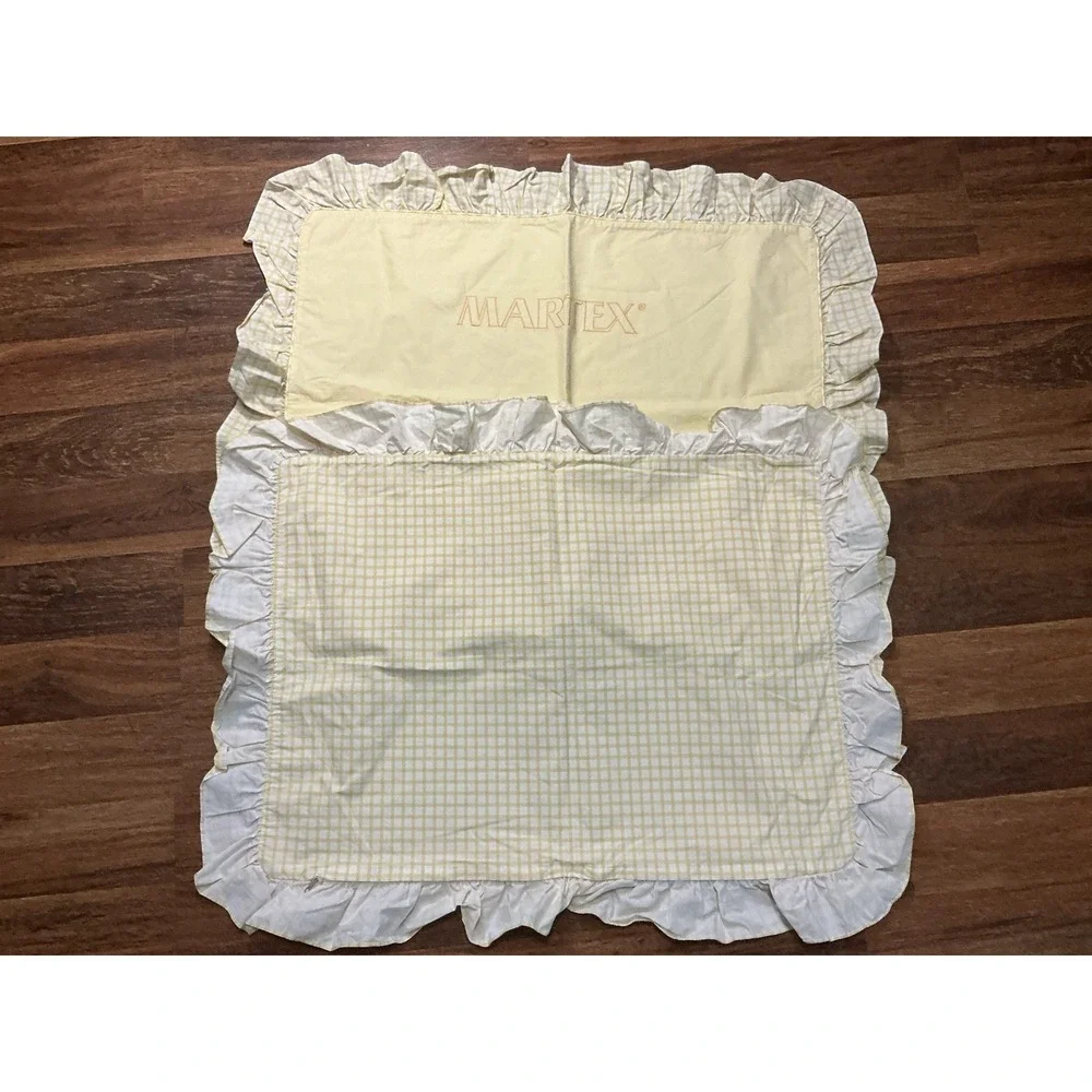 Pair Of Vtg Pastel Yellow MARTEX Ruffled STANDARD Pillow Shams